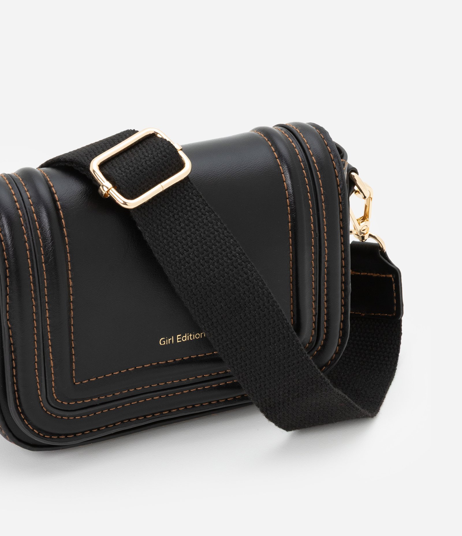 Bolsa Transversal Infantil com Pesponto Contrastante - Tam Único Preto 6