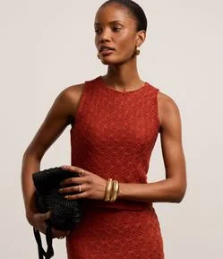 Blusa sem Mangas em Tricô Texturizado