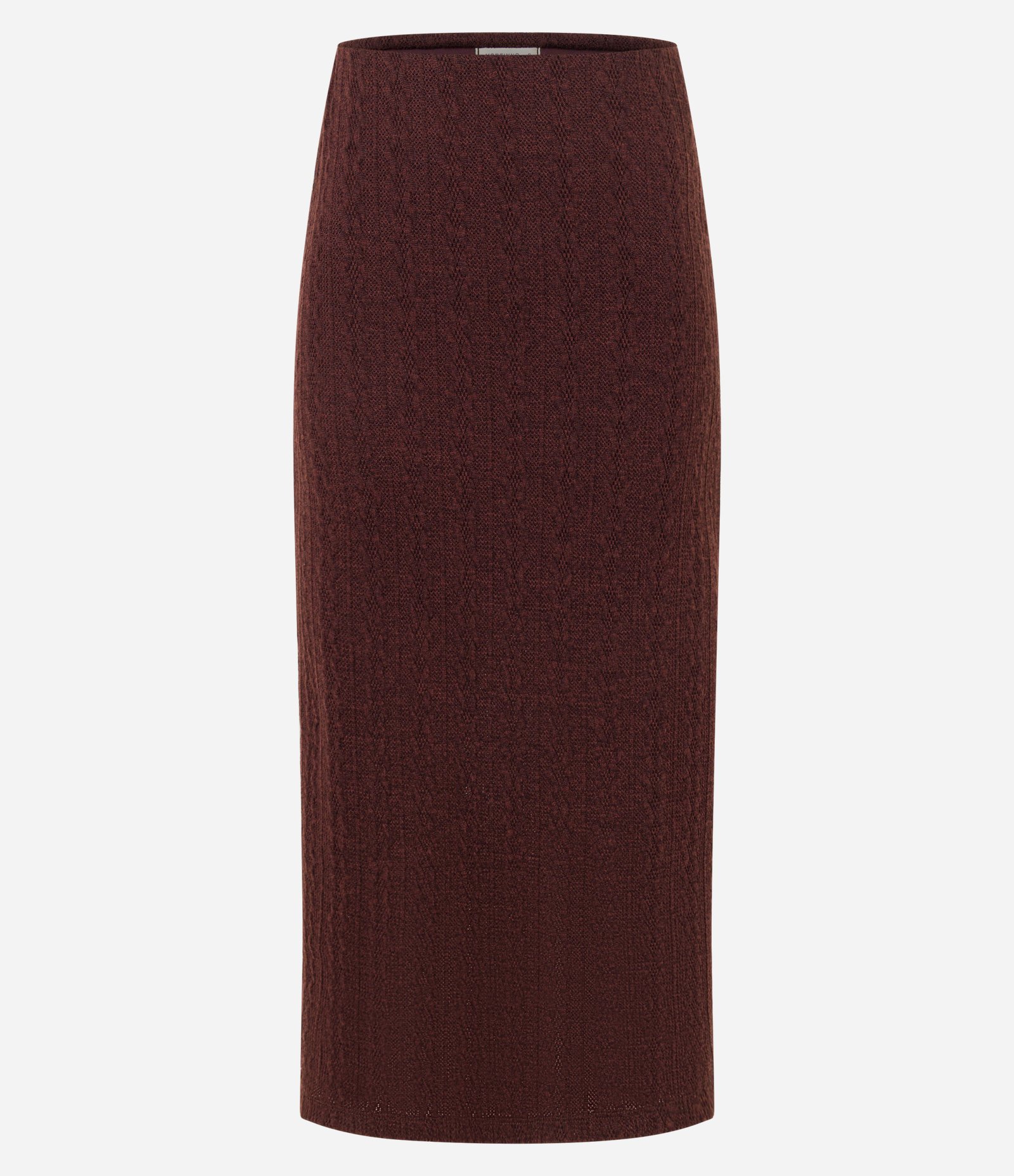Saia Reta Longa Cintura Média em Malha Texturizada Marrom 5
