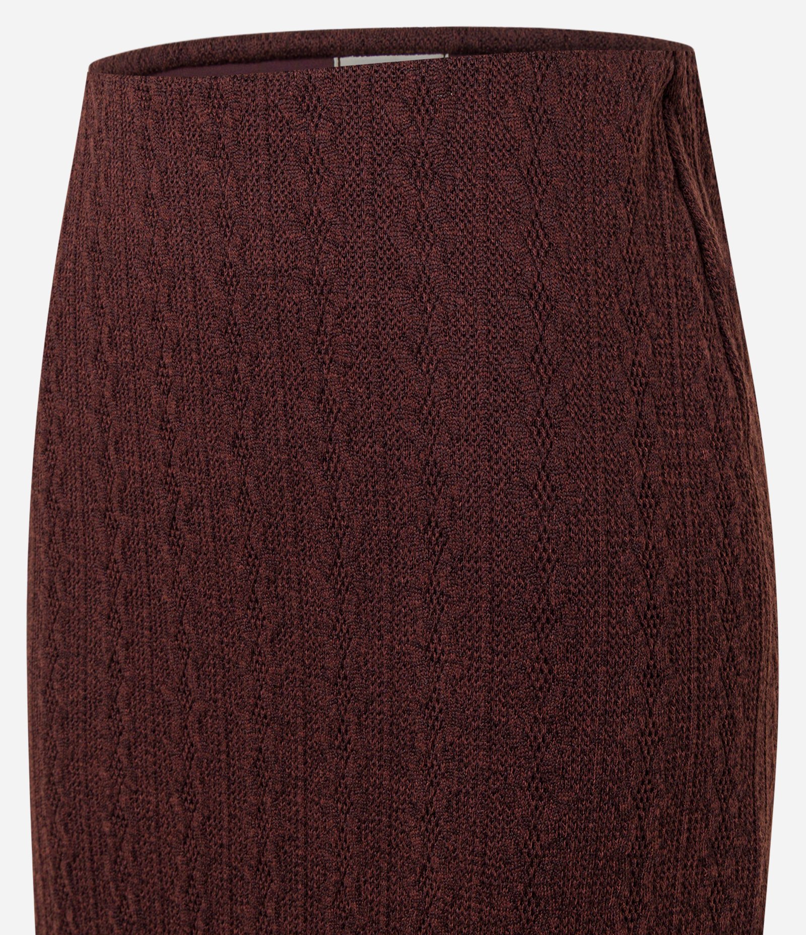 Saia Reta Longa Cintura Média em Malha Texturizada Marrom 6