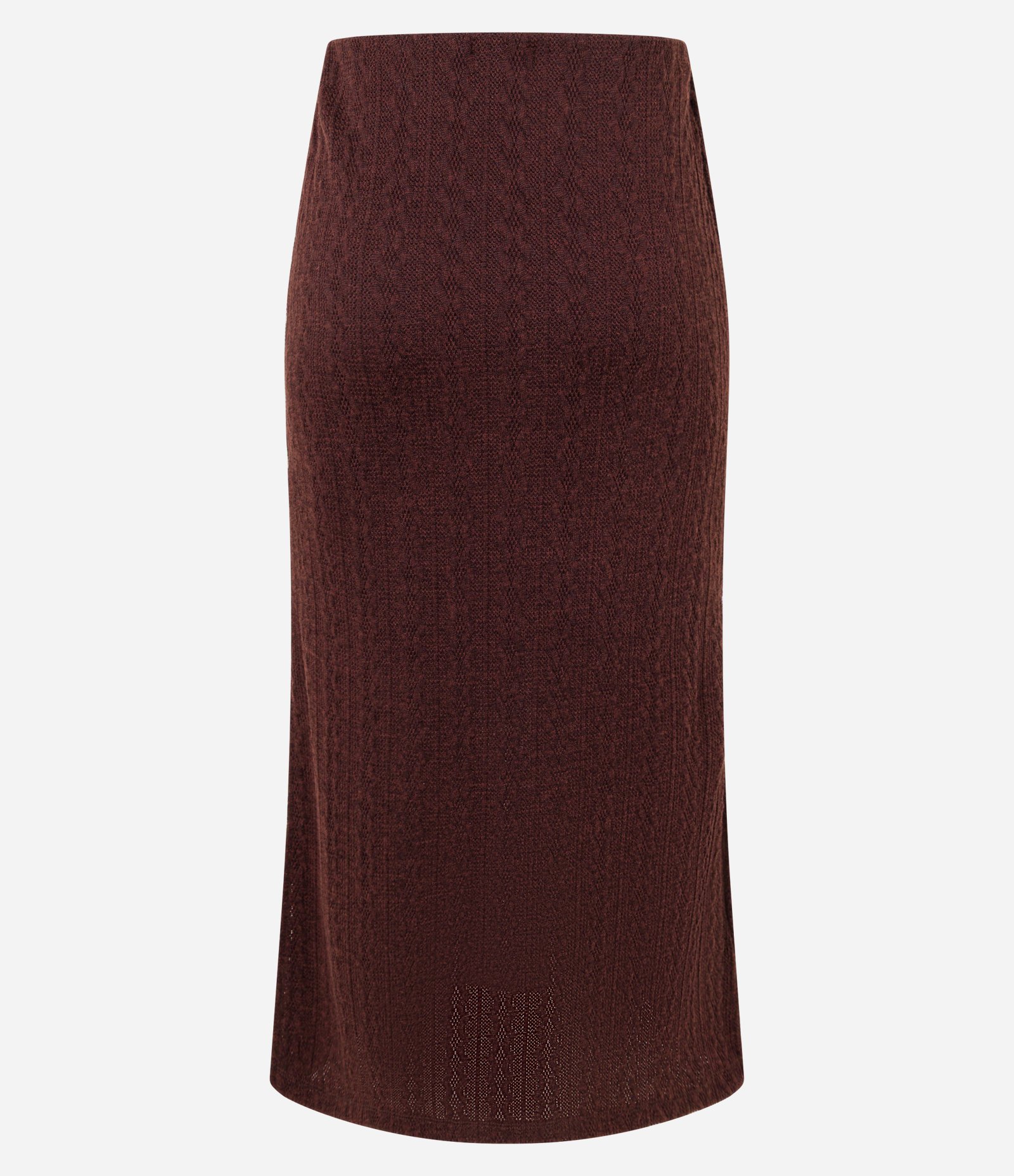 Saia Reta Longa Cintura Média em Malha Texturizada Marrom 7