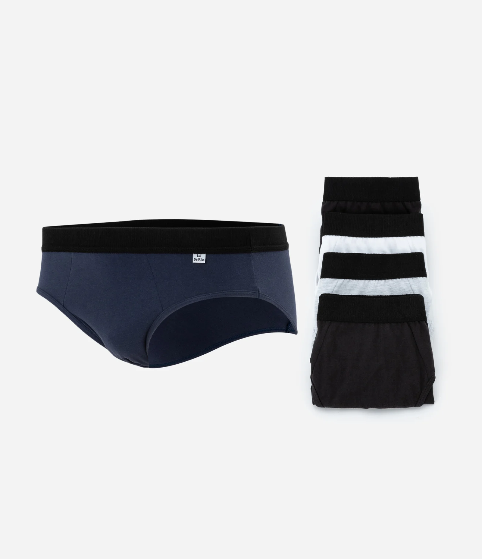 Kit 05 Cuecas Slip em Algodão com Elástico Aparente Del Rio Sortido 1