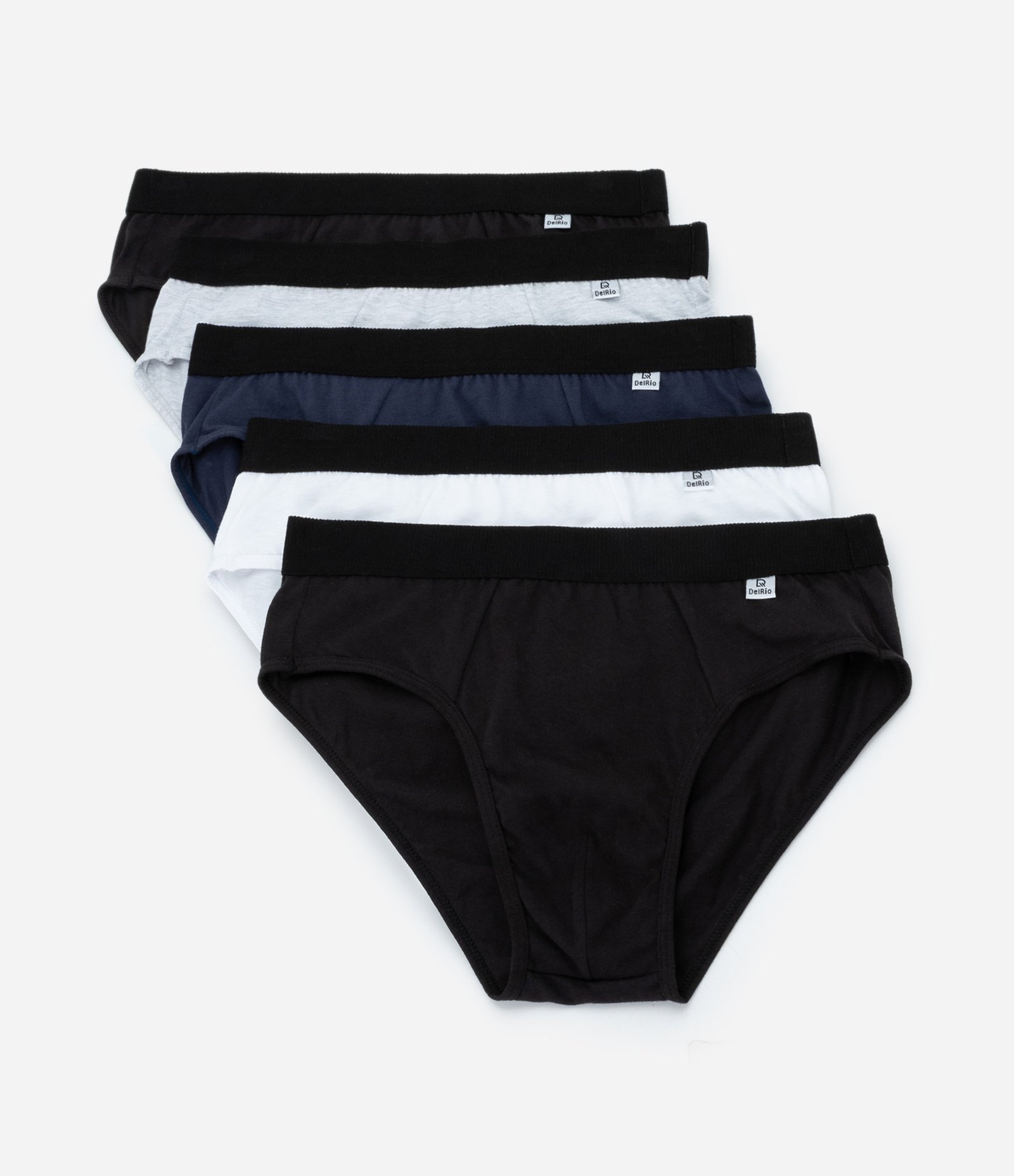 Kit 05 Cuecas Slip em Algodão com Elástico Aparente Del Rio Sortido 5