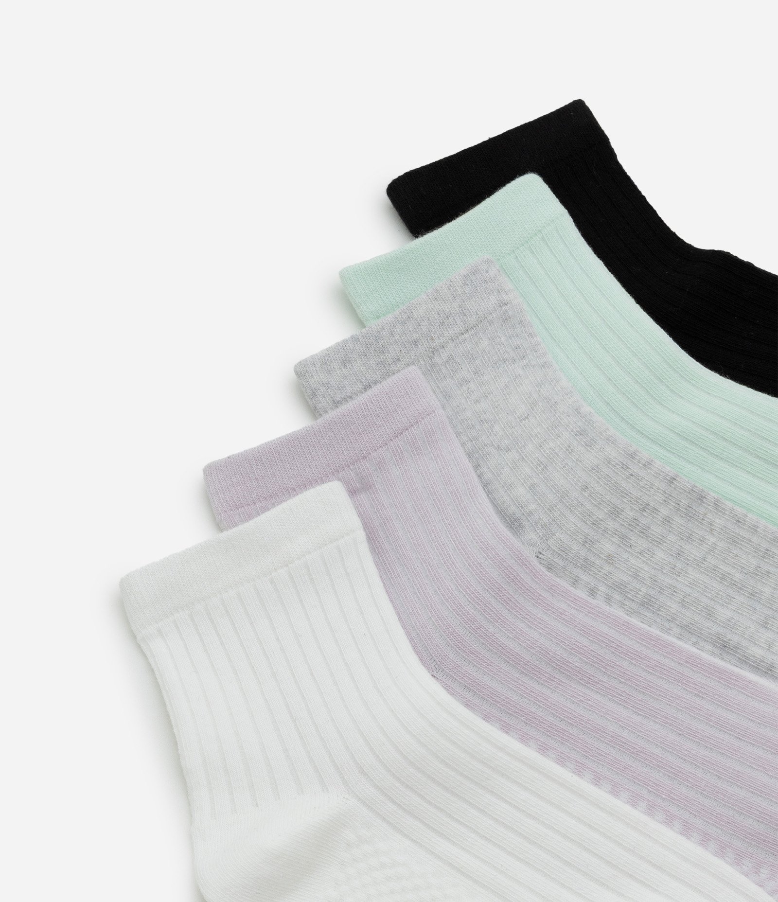 Kit 05 Meias Cano Médio Canelado em Algodão Multicores 4