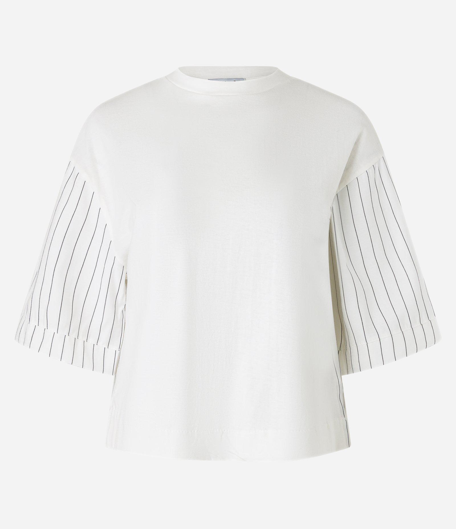 Camiseta Boxy em Algodão com Listras na Manga e Costas Bege 5