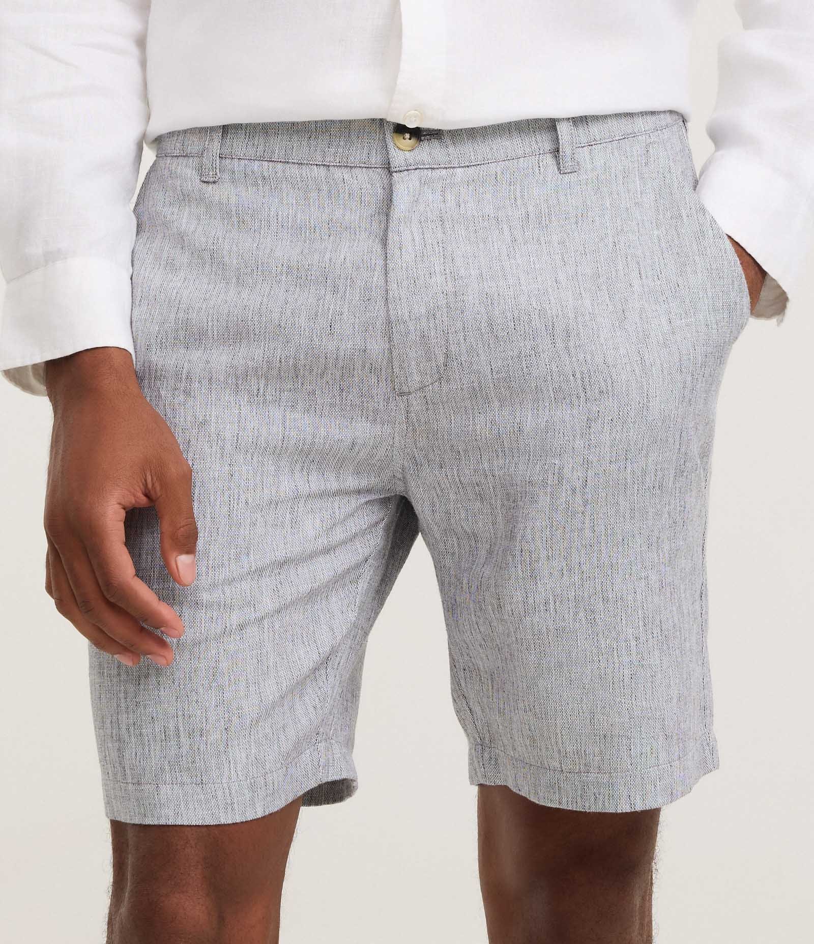Bermuda Slim Texturizada em Linho com Algodão Cinza Médio 3