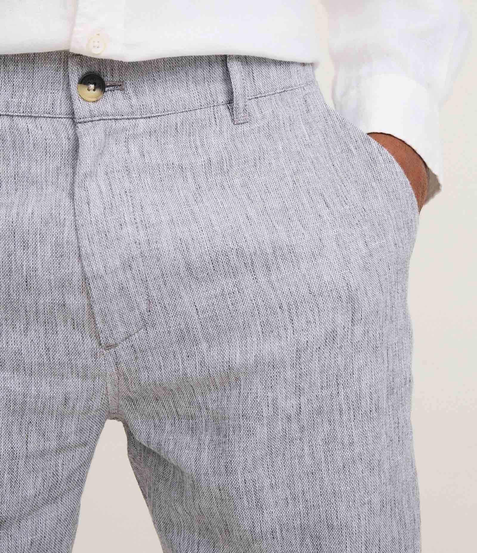 Bermuda Slim Texturizada em Linho com Algodão Cinza Médio 4