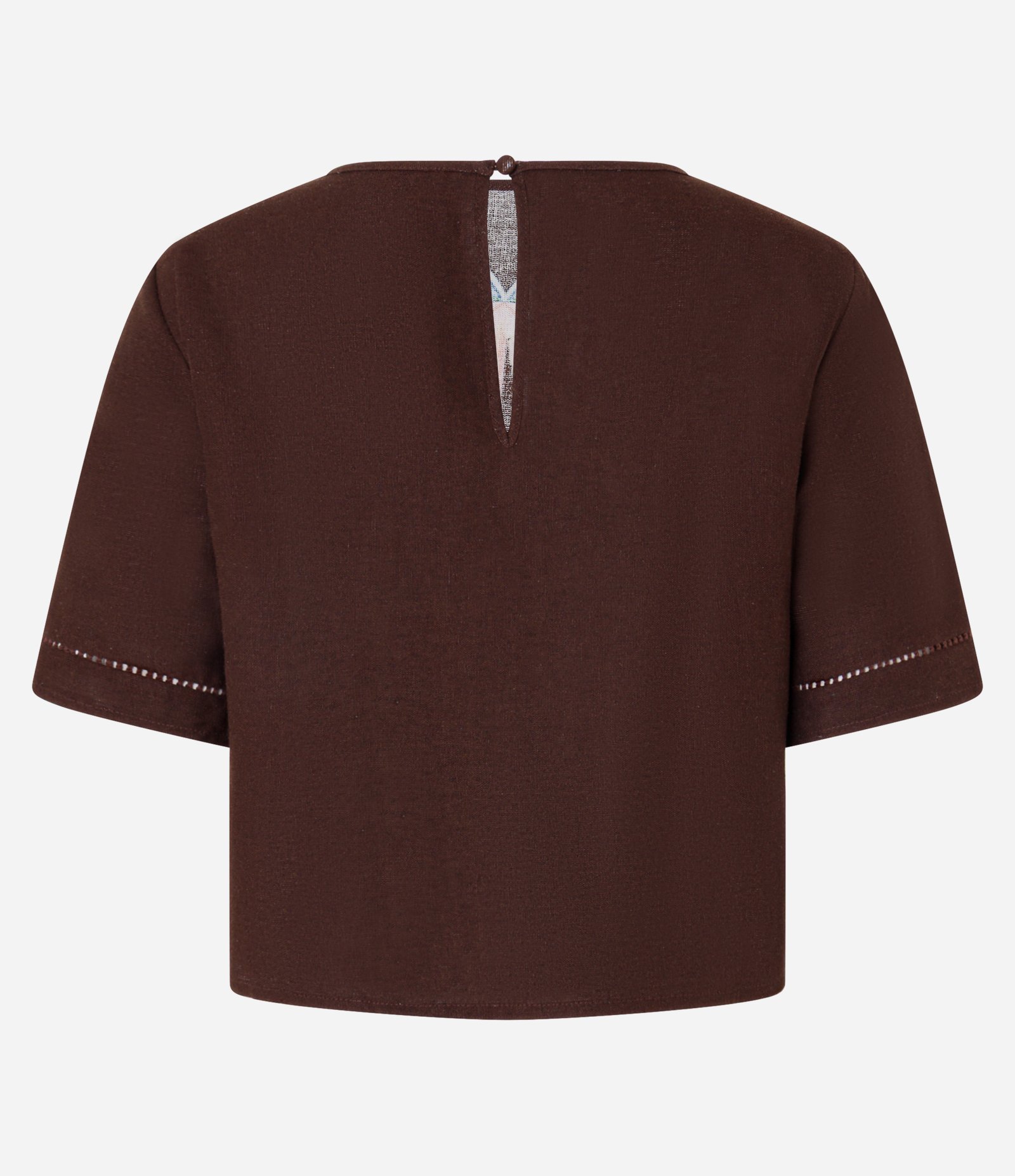Blusa em Viscolinho com Estampa de Coqueiros Marrom 2