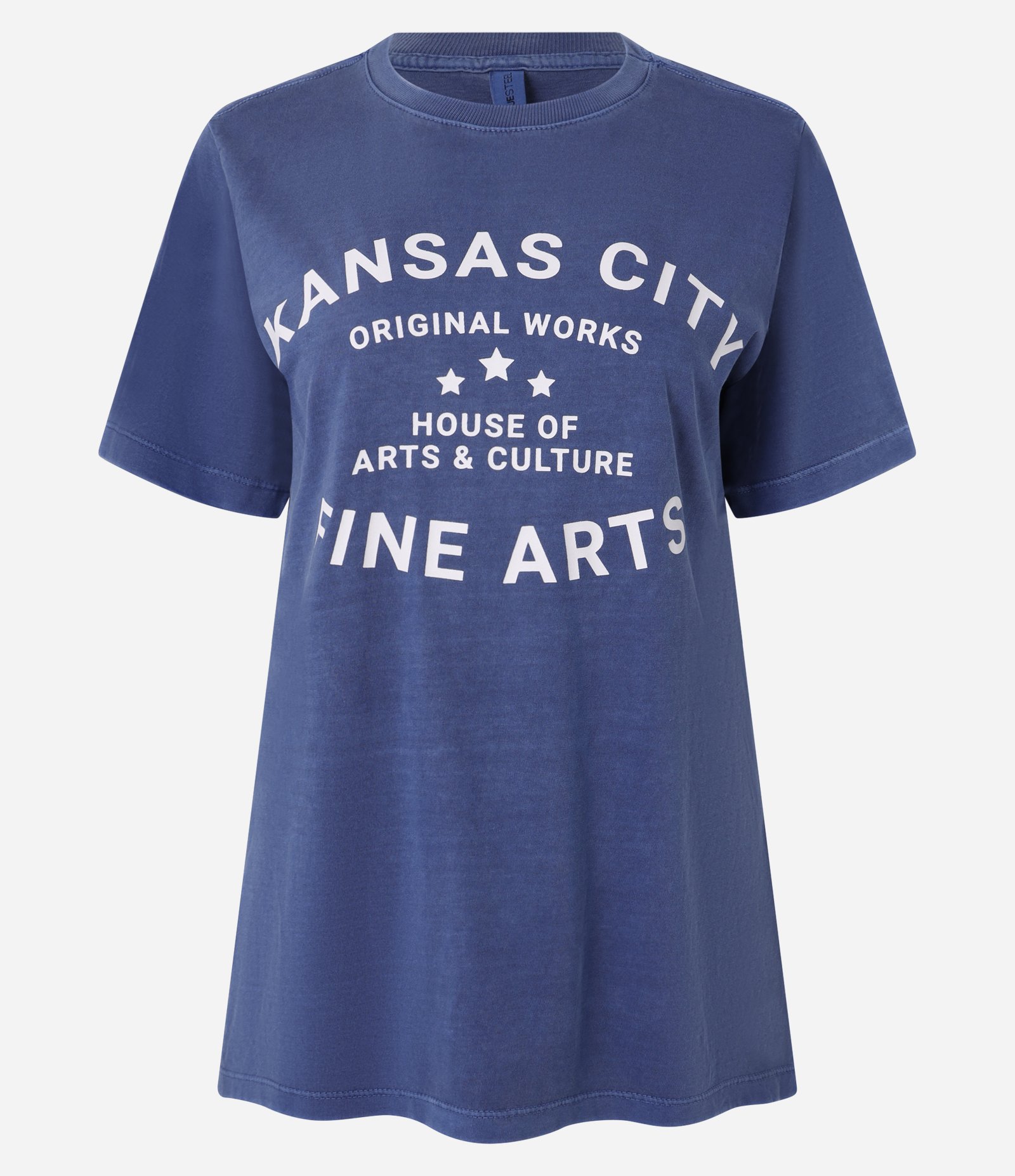 Camiseta Alongada em Algodão com Lettering Kansas City Azul 4