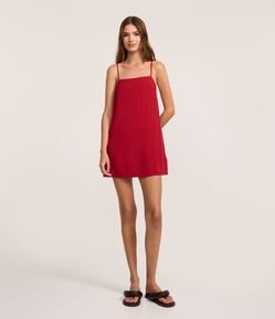 Vestido Curto em Viscose com Amarração nas Alças