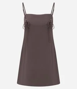 Vestido Curto em Viscose com Amarração nas Alças