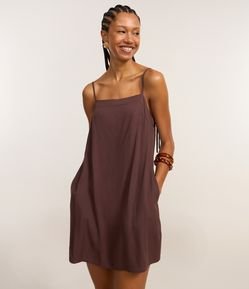 Vestido Curto em Viscose com Amarração nas Alças