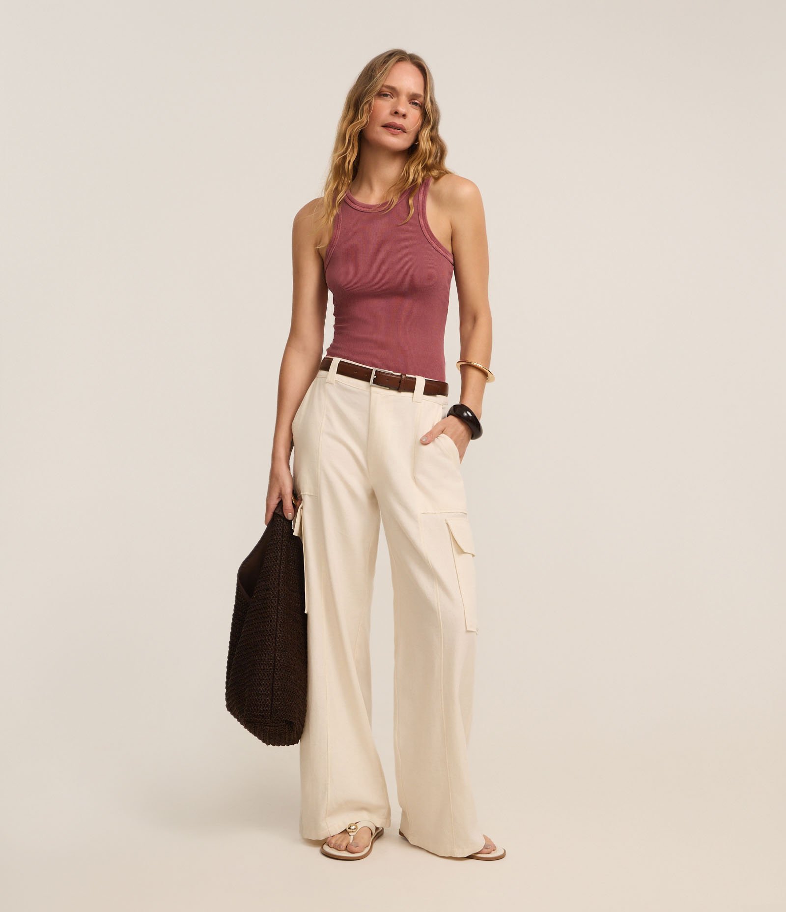 Blusa Regata Estonada em Ribana com Textura Canelada Rosa Terroso 2