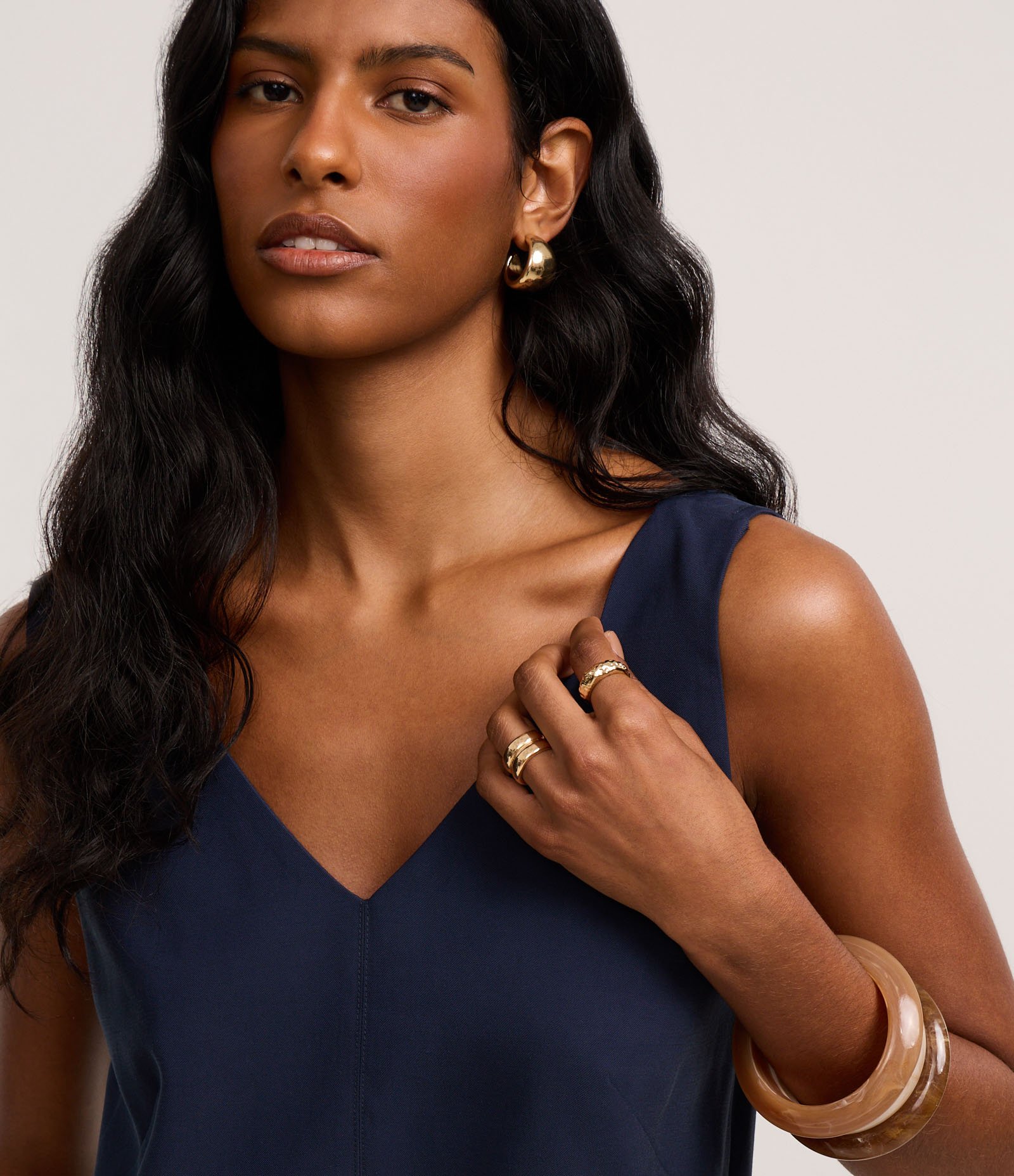 Blusa em Viscose com Decote V e Efeito Sarjado Azul 3