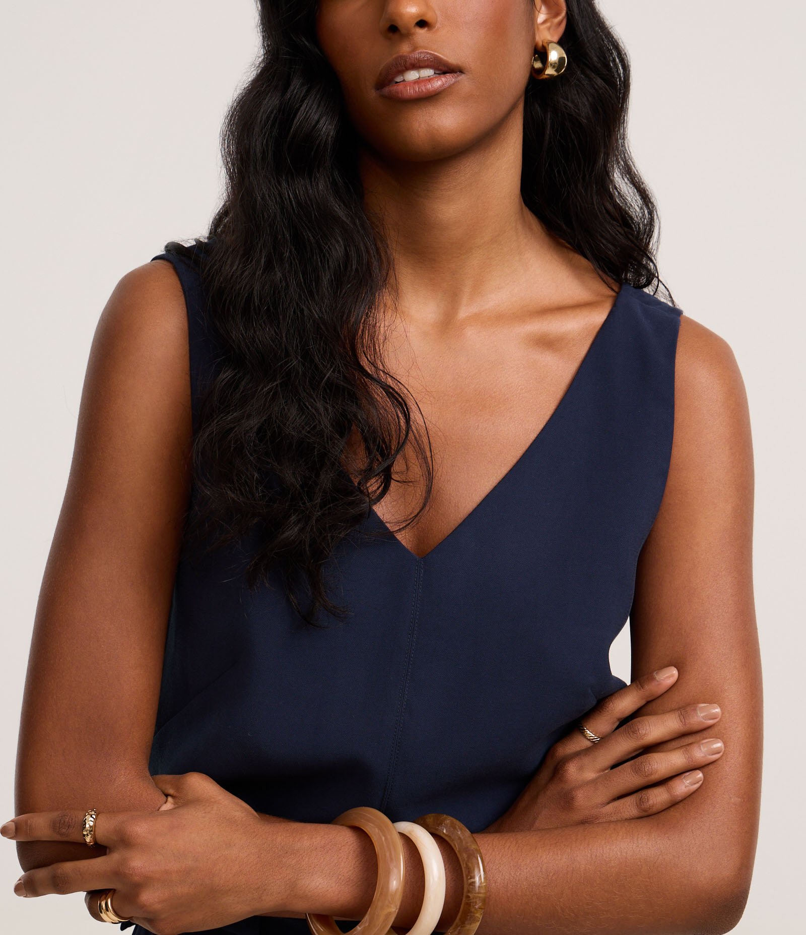 Blusa em Viscose com Decote V e Efeito Sarjado Azul 4