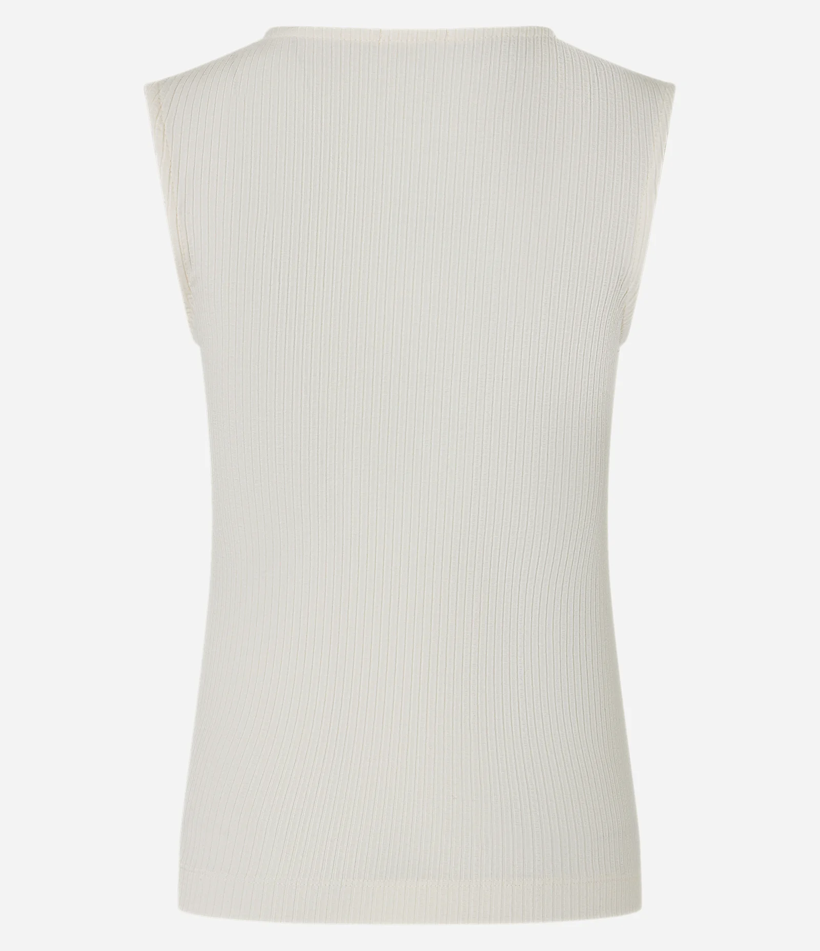 Blusa Canelada em Ribana com Renda no Decote Off White 7