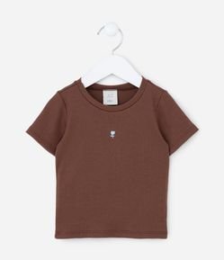 Blusa Infantil Canelada com Bordado Tulipa - Tam 1 a 6 Anos