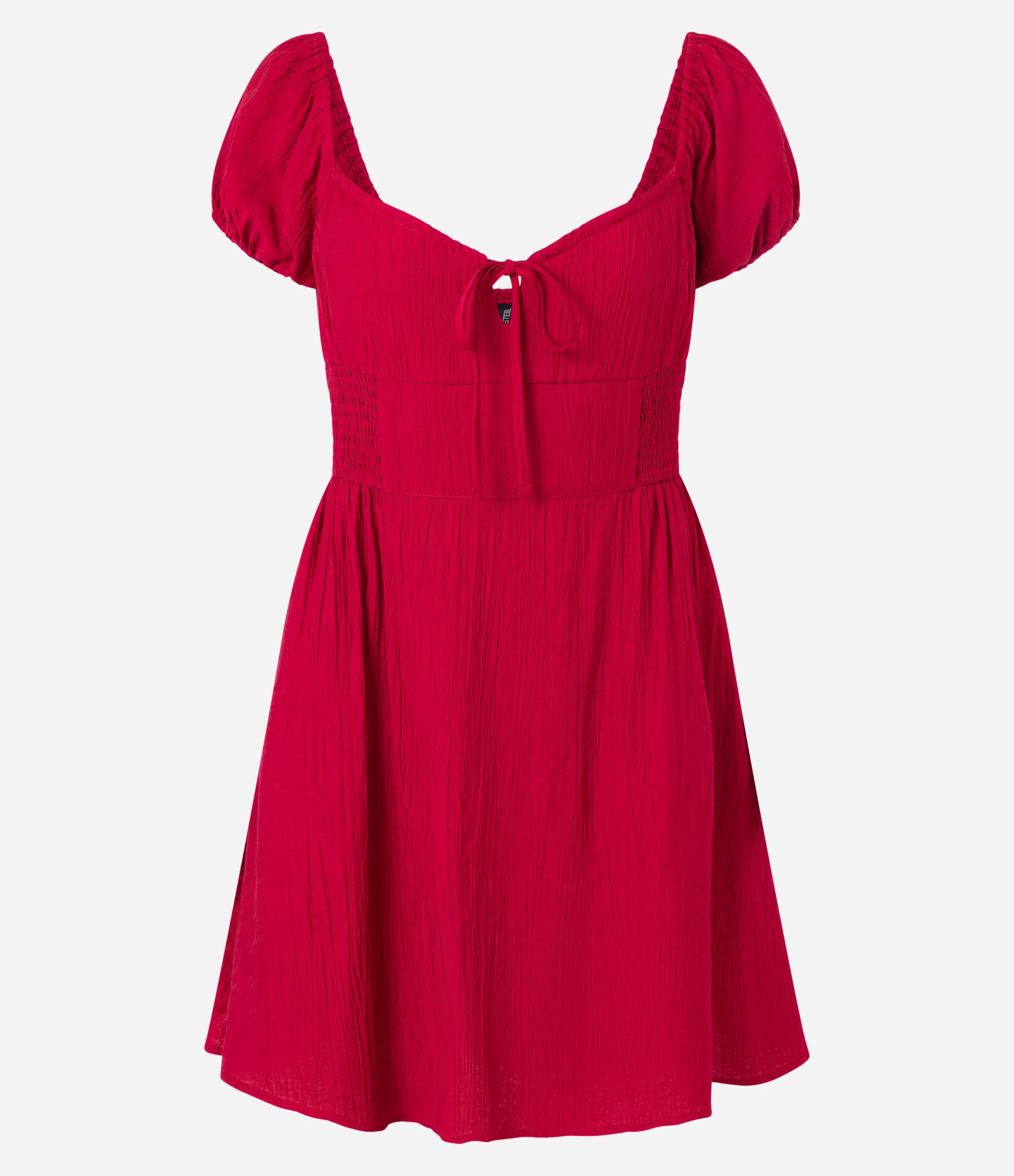 Vestido Godê Texturizado com Manga Princesa e Lastex Vermelho 4