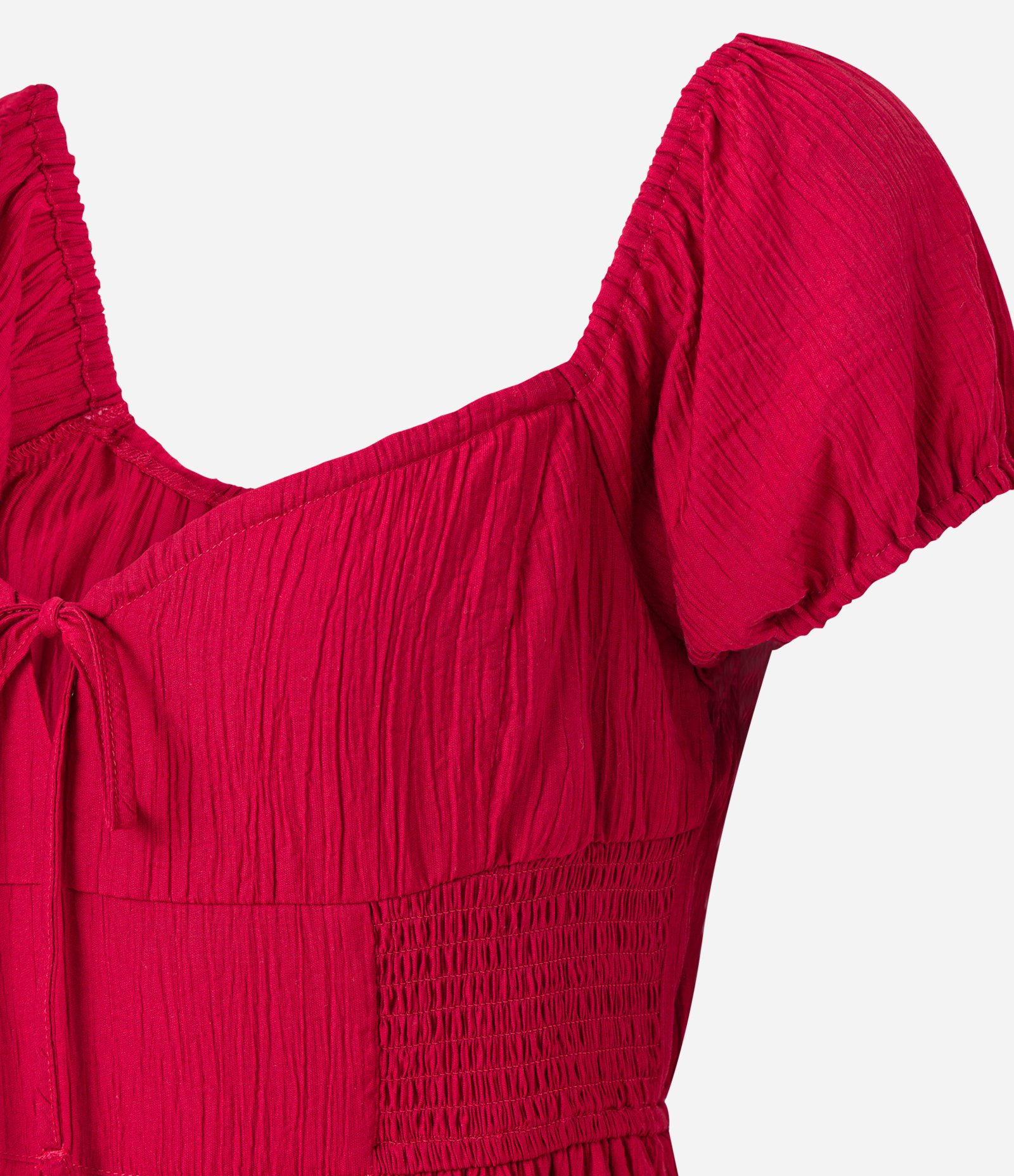 Vestido Godê Texturizado com Manga Princesa e Lastex Vermelho 5