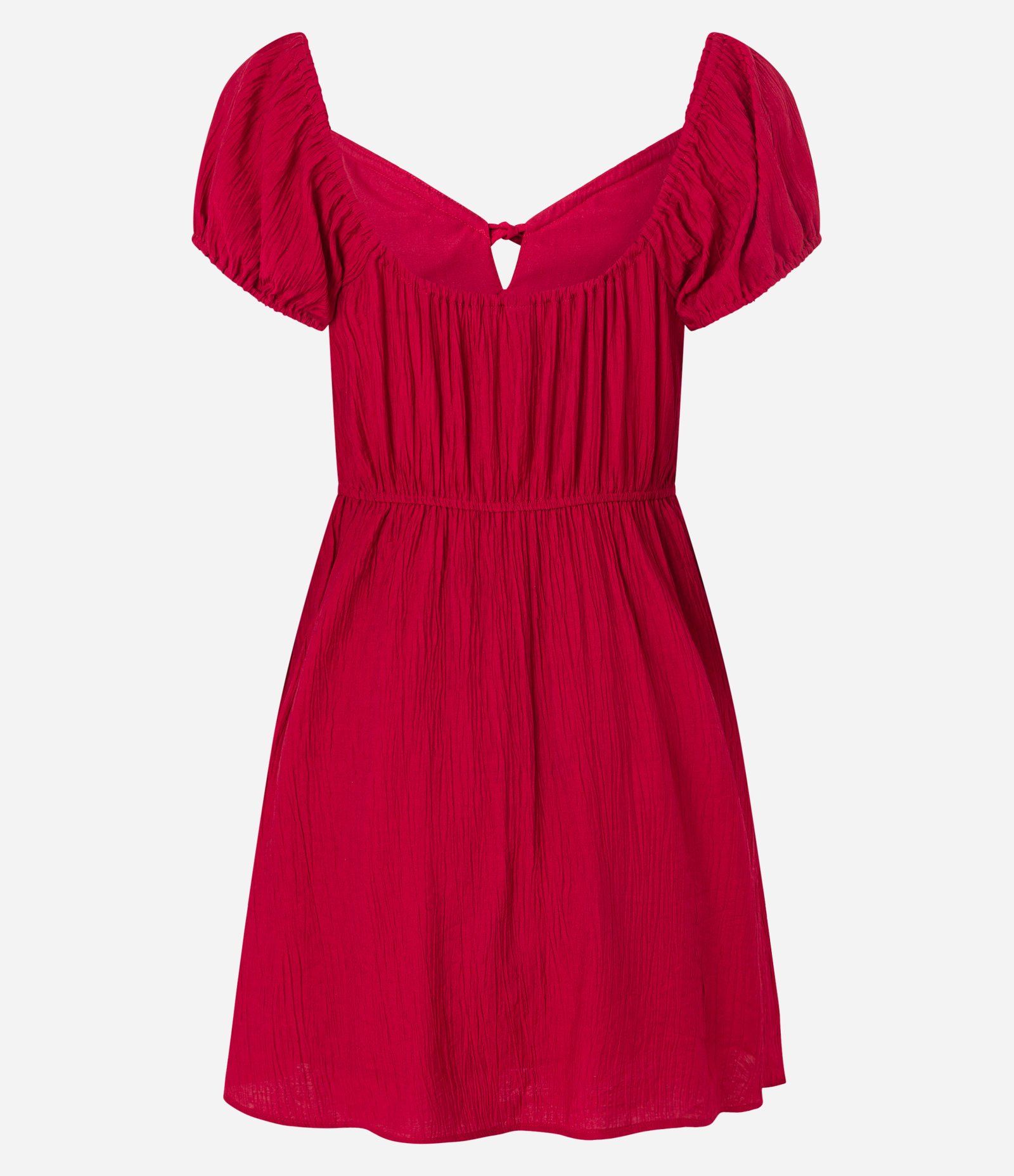 Vestido Godê Texturizado com Manga Princesa e Lastex Vermelho 6