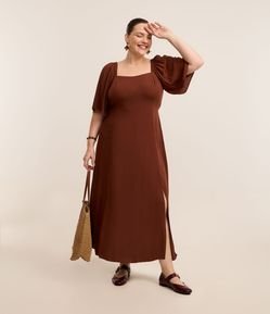 Vestido Midi Boho em Viscose com Fenda Curve & Plus Size