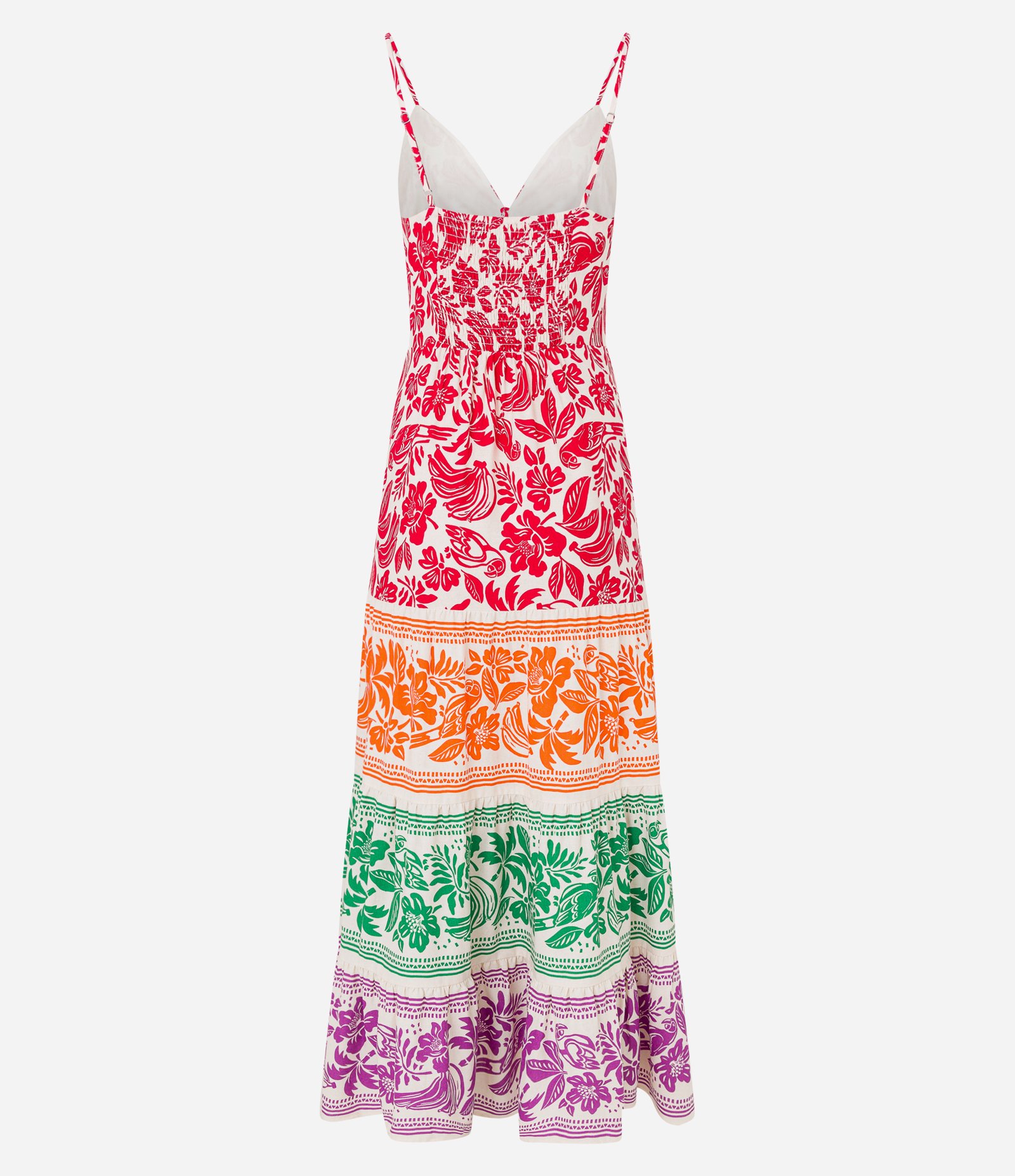 Vestido New Midi com Recortes e Estampa Tropical em Bloco de Cores Multicores 8