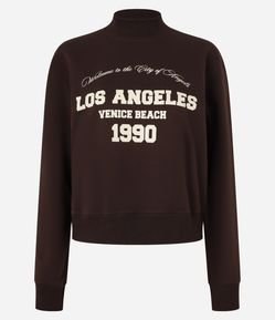 Casaco College em Moletom com Lettering Los Angeles