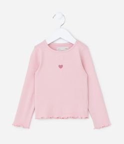 Blusa Infantil Canelada com Estampa Mini Coração - Tam 1 a 6 Anos