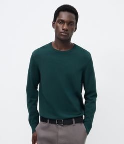 Suéter Regular em Viscose com Efeito Tricô