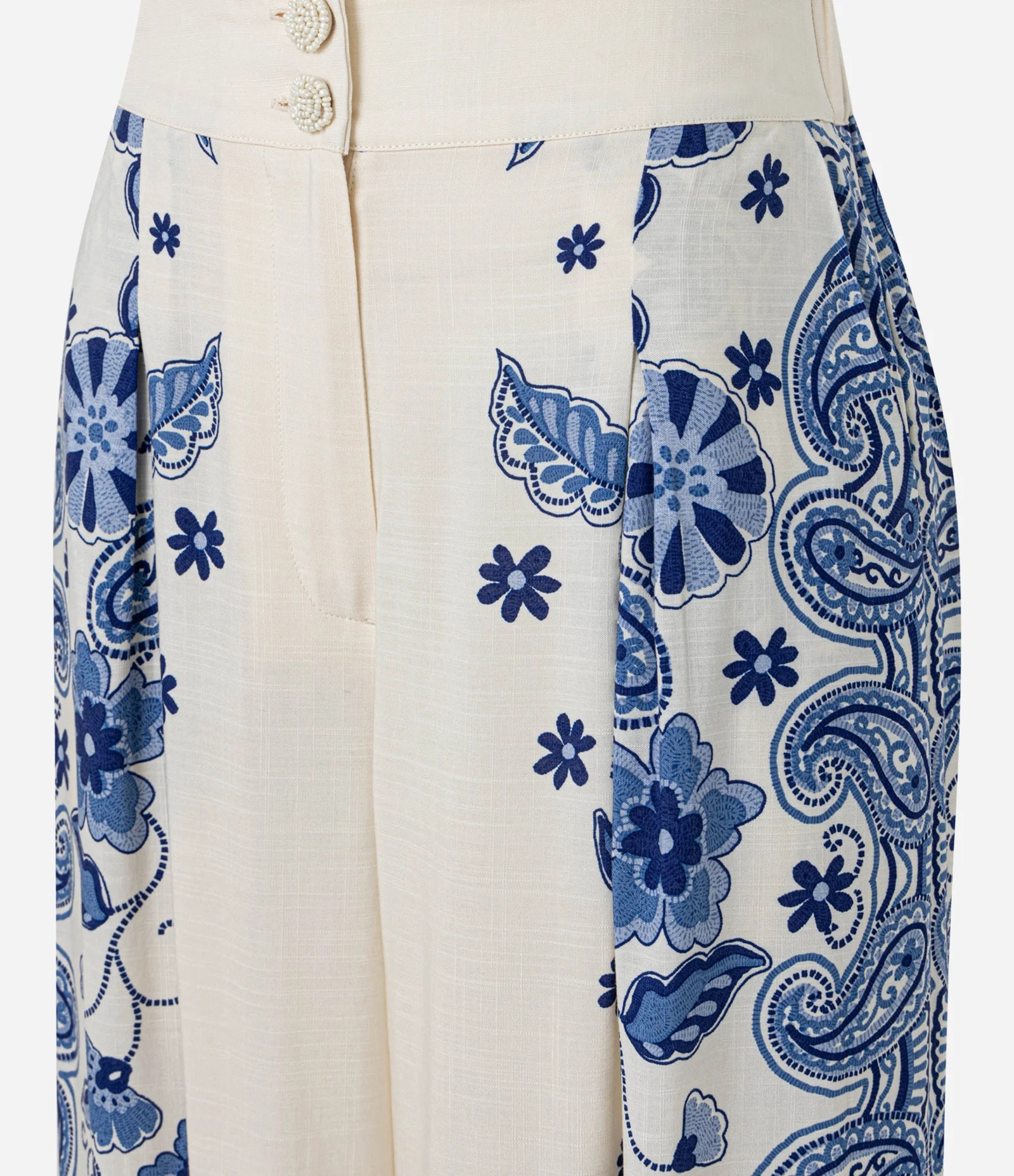 Calça Wide Leg com Estampa Arabescos Bege 8