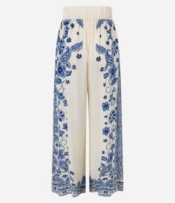 Calça Wide Leg com Estampa Arabescos