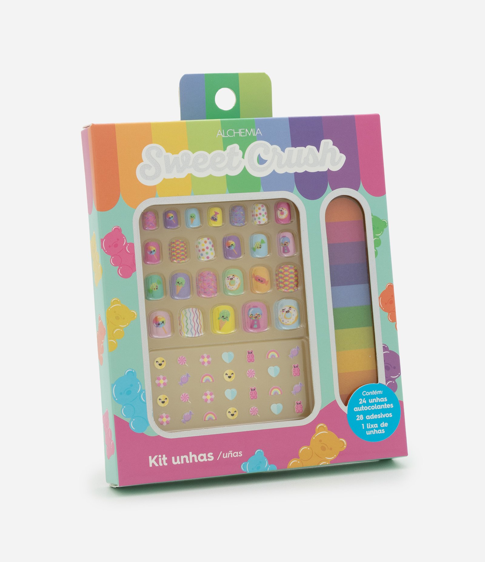 Kit de Unhas Posticas Coloridas com Lixa E Adesivo Cores Alchemia COLORIDO 1