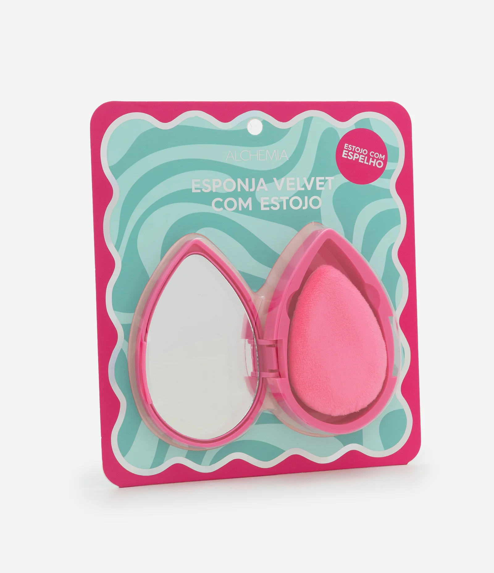 Espelho com Estojo E Esponja De Maquiagem Cores Alchemia COLORIDO 1