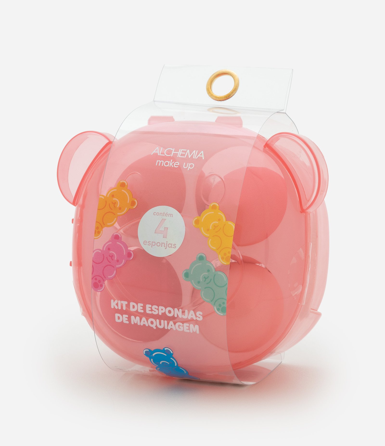 Kit com Quatro Esponjas E Estojo Em Formato De Urso Kids Alchemia COLORIDO 2