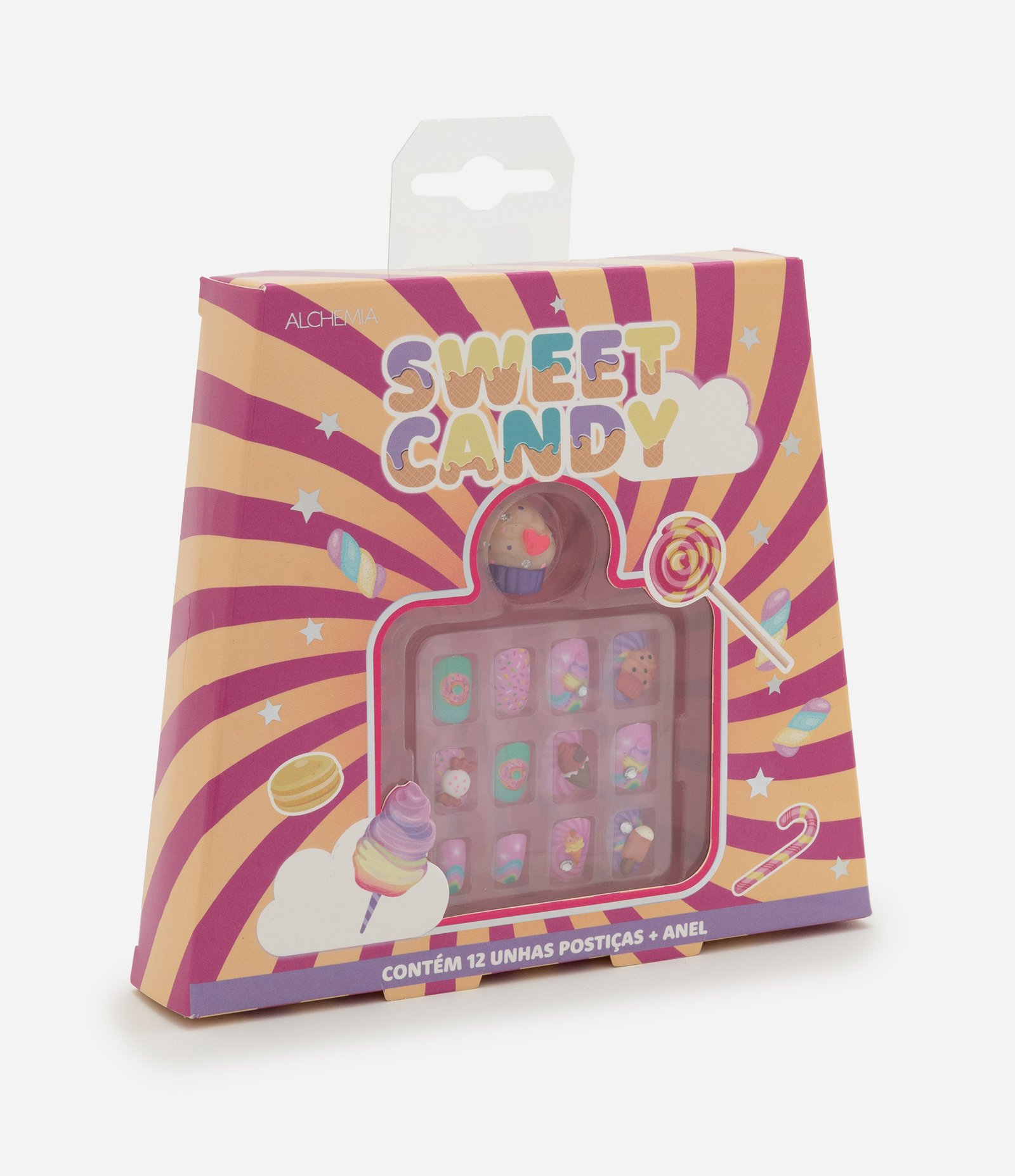 Conjunto Kids com Doze Unhas Posticas 3D e Anel Kids Alchemia COLORIDO 1