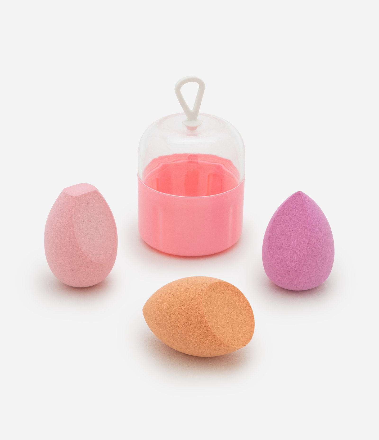 Conjunto com Tres Esponjas De Maquiagem E Estojo Metalizado Alchemia COLORIDO 1