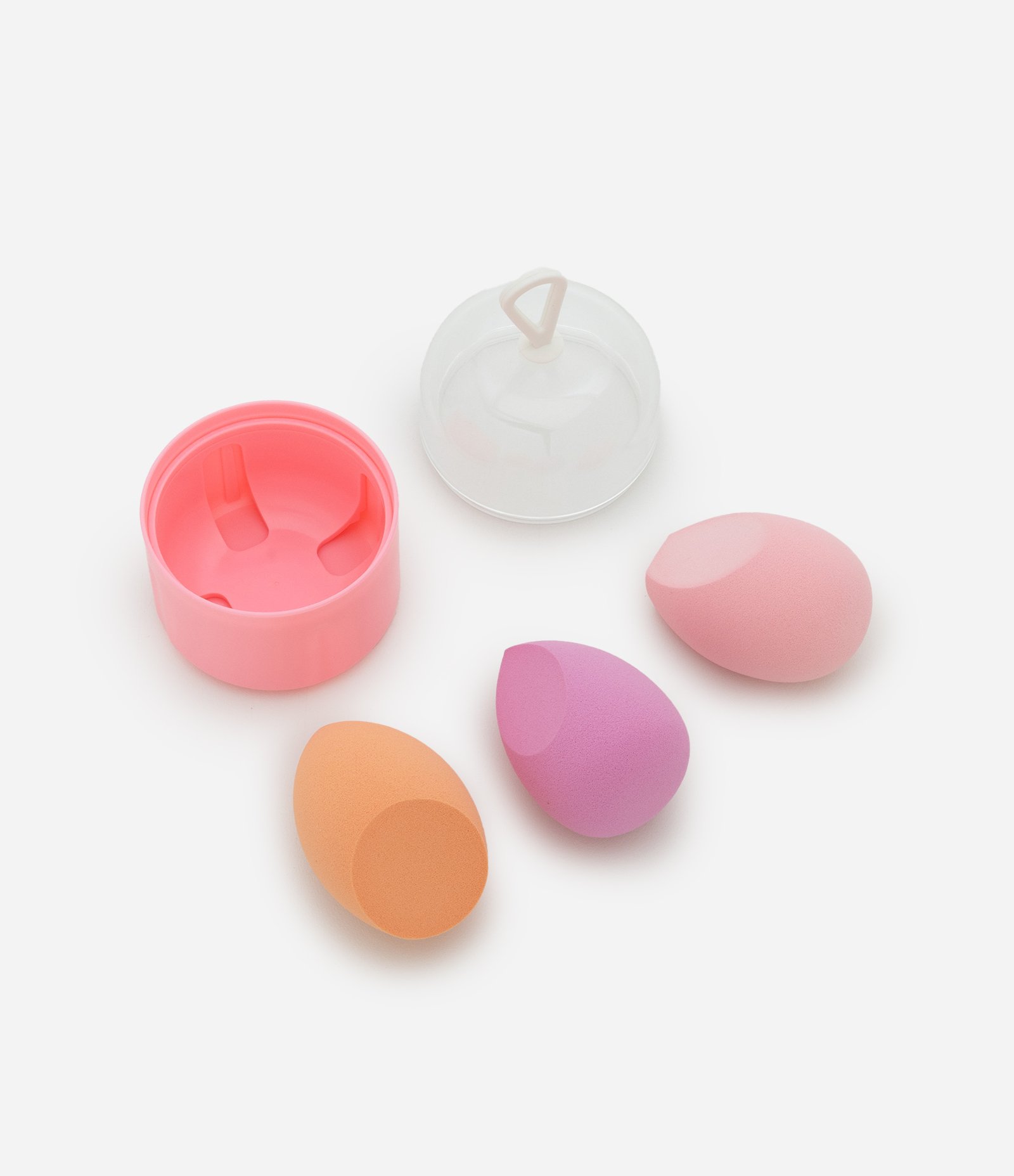 Conjunto com Tres Esponjas De Maquiagem E Estojo Metalizado Alchemia COLORIDO 3