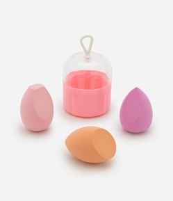 Conjunto com Tres Esponjas De Maquiagem E Estojo Metalizado Alchemia