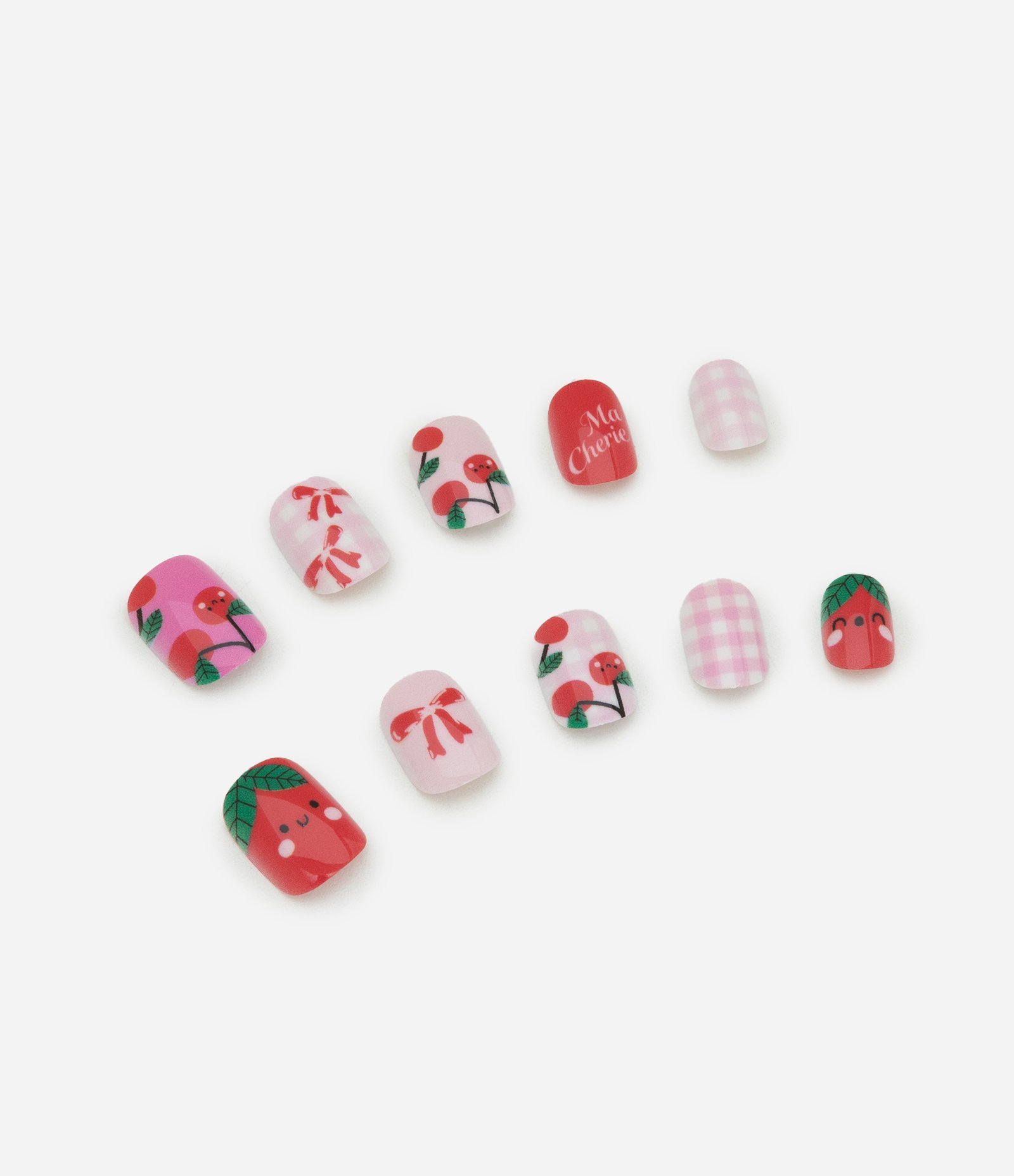 Conjunto com Dez Unhas Postiças Kids Cherry Alchemia COLORIDO 1