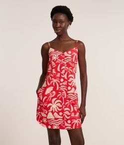 Vestido Curto em Algodão com Estampa Tropical