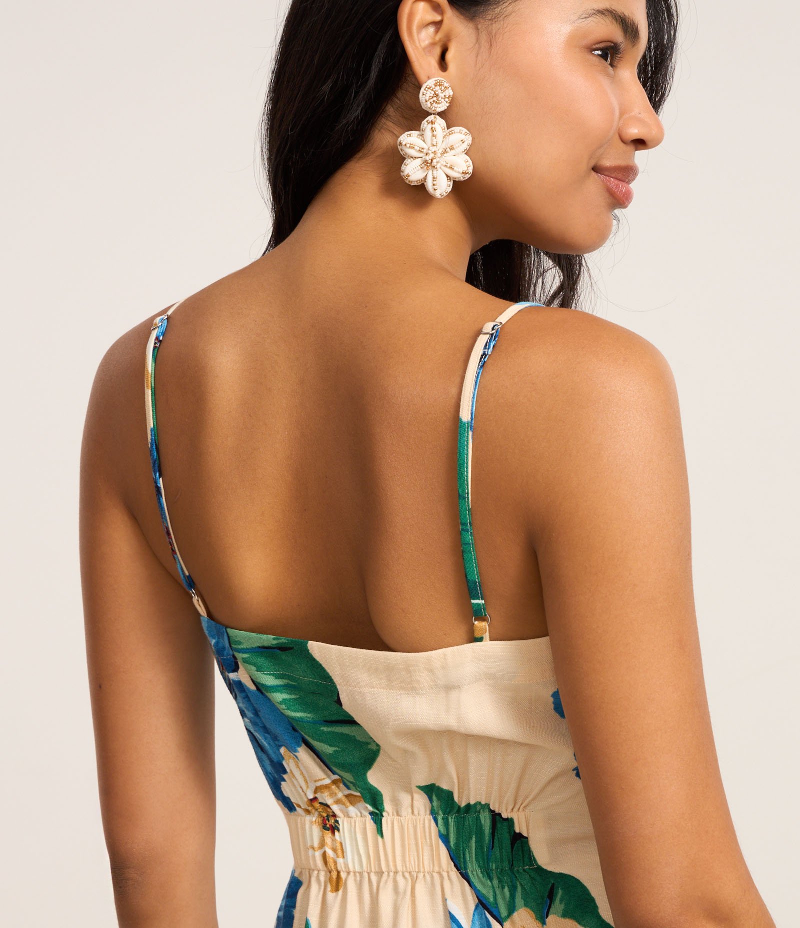 Vestido Curto em Algodão com Estampa Floral e Alcinhas Off White 4