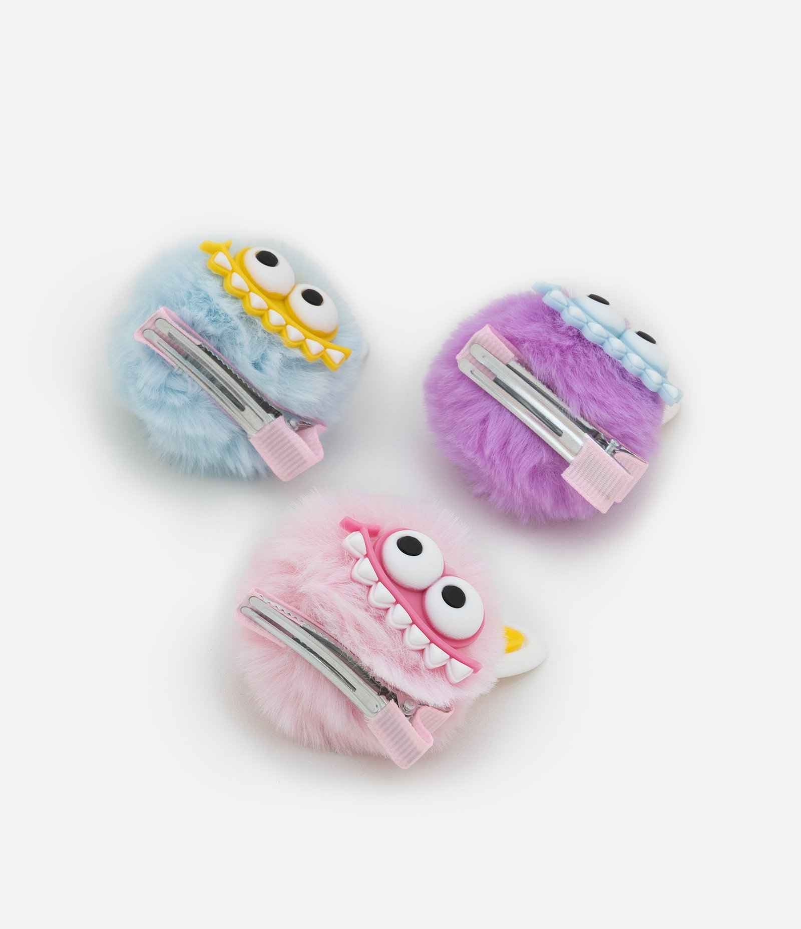 Kit 03 Presilhas de Cabelo Infantil Carinha de Monstrinhos - Tam Único Multicores 2