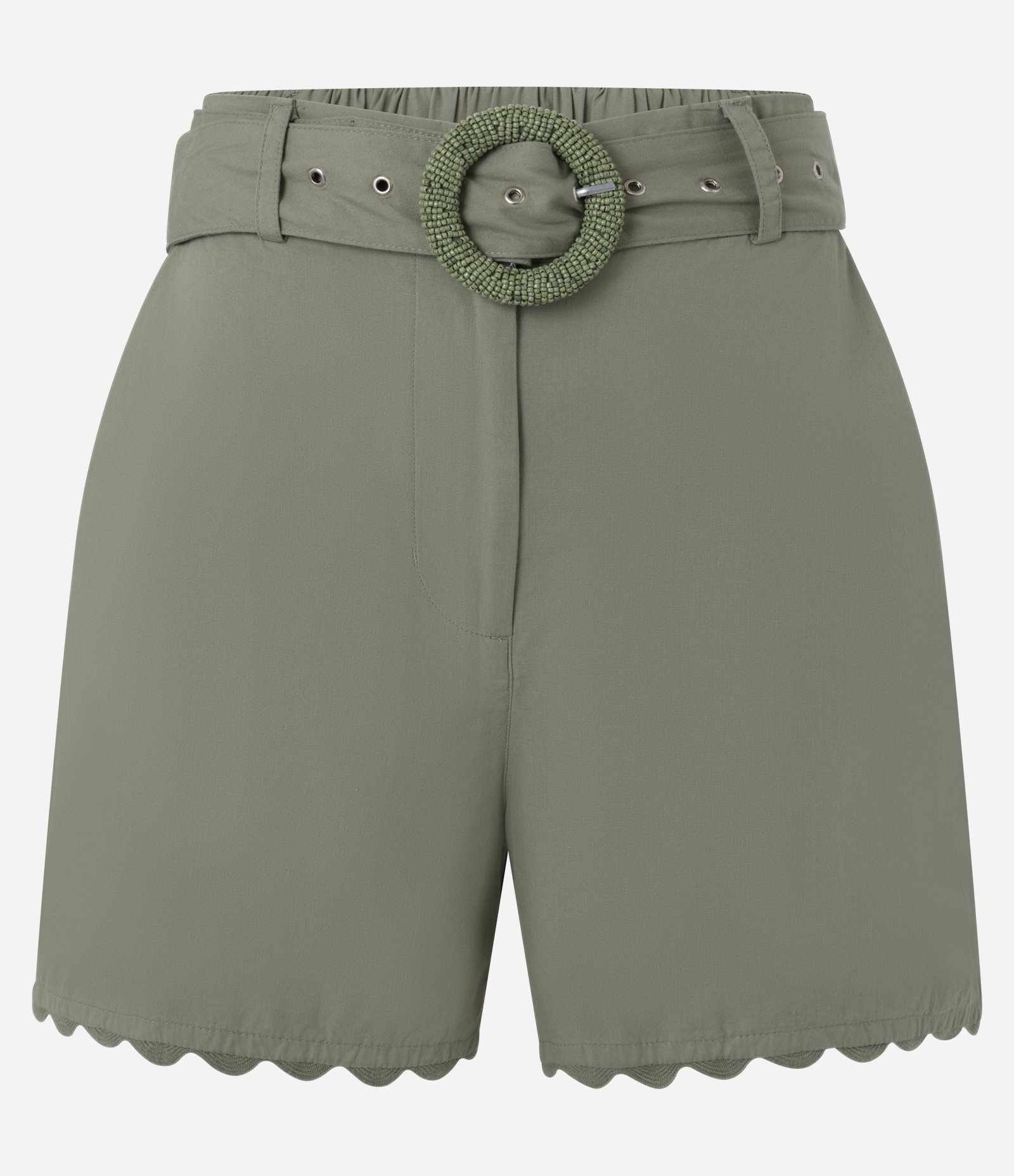 Short em Cambraia com Miçangas na Fivela do Cinto Verde 5