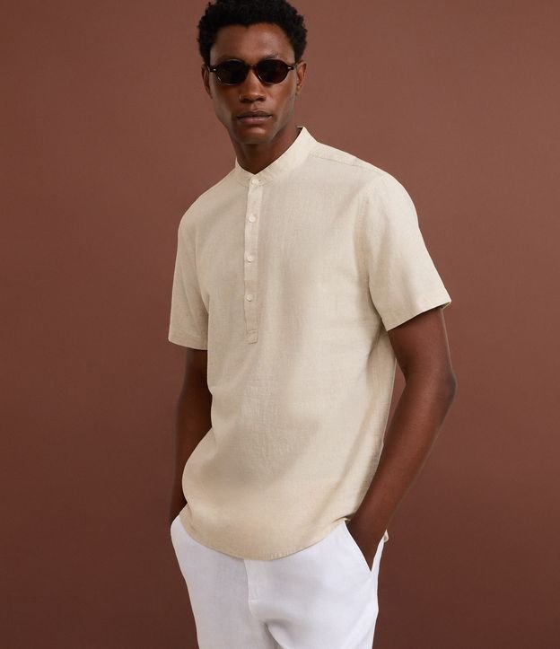 Camisa Bata em Linho com Botões