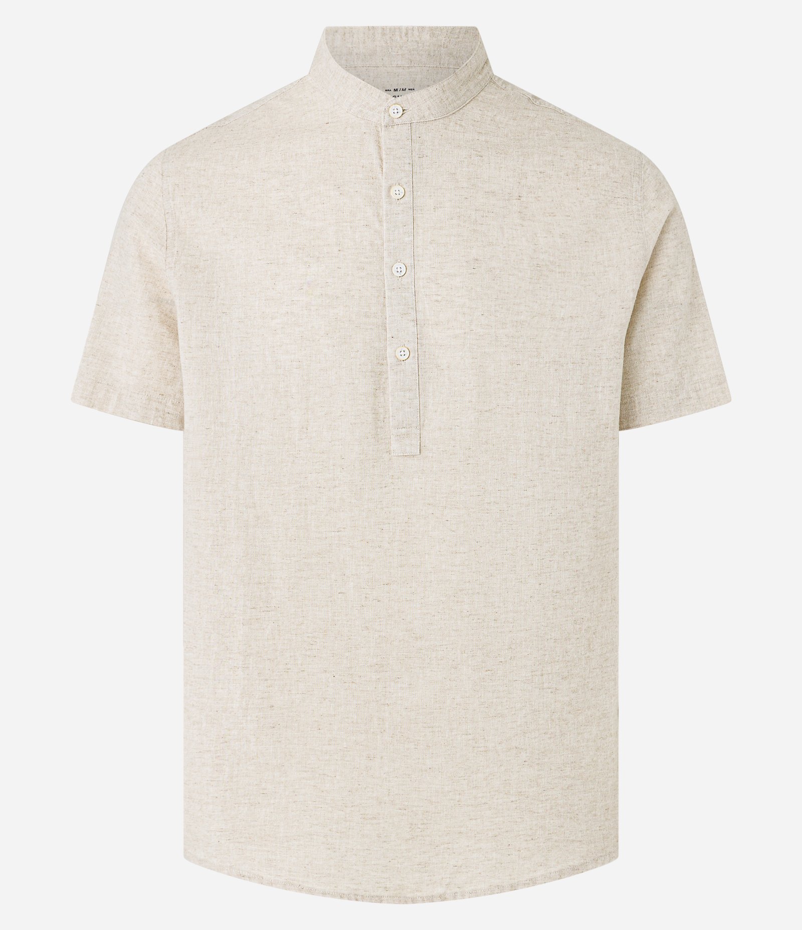 Camisa Bata em Linho com Botões Bege 5