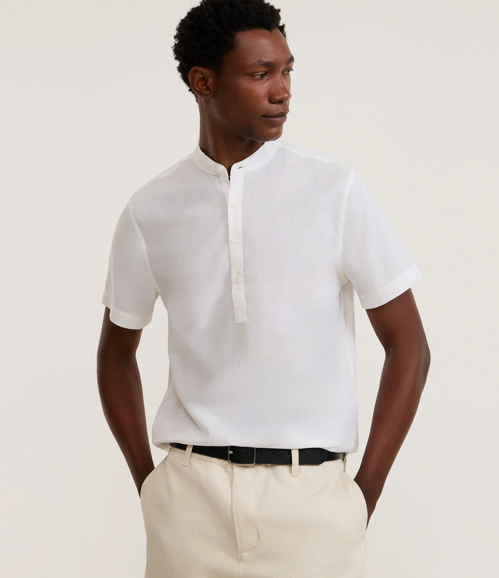 Camisa Bata em Linho com Botões Branco 1