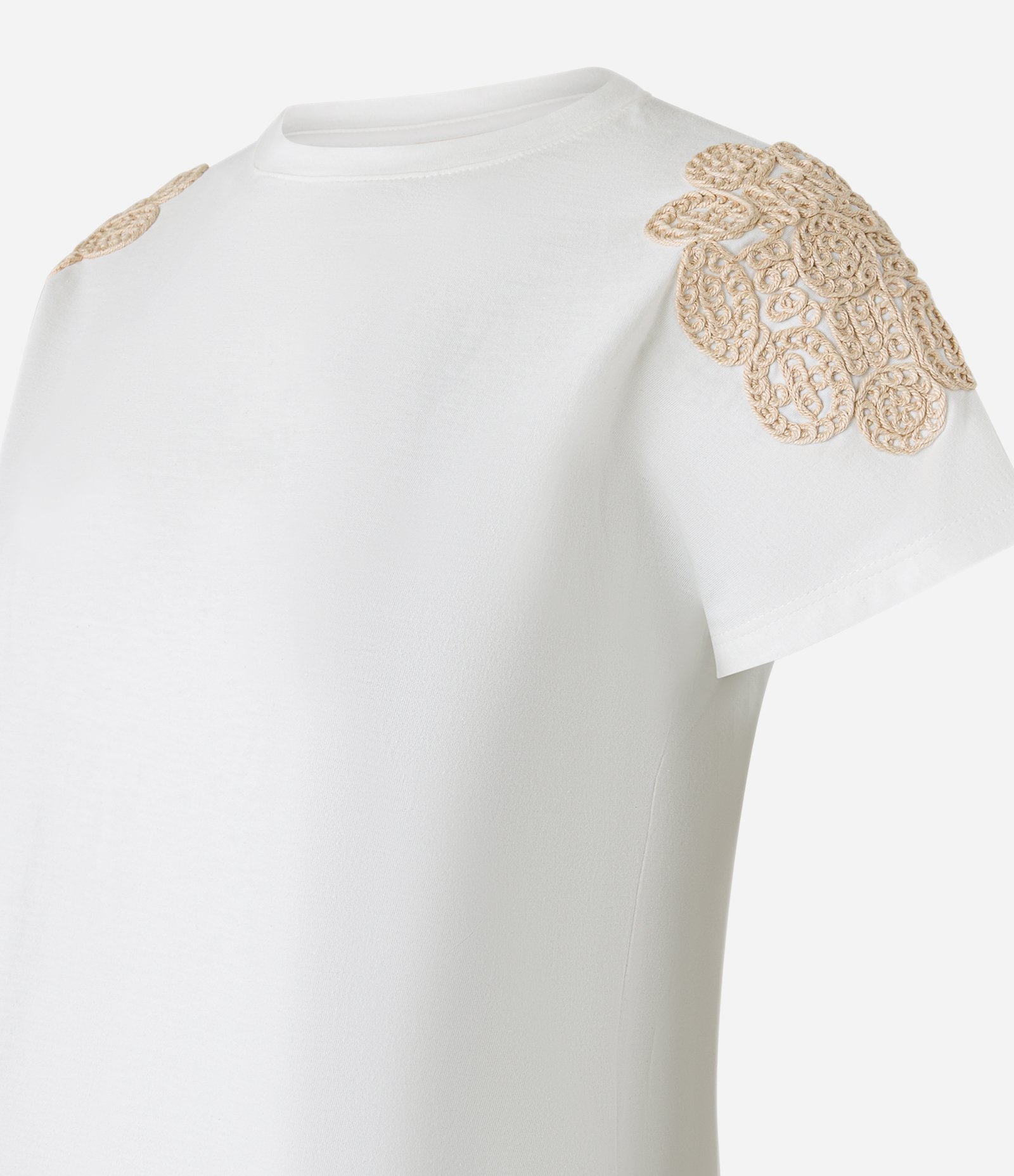 Blusa em Algodão com Bordado Efeito Crochê no Ombro Branco 6