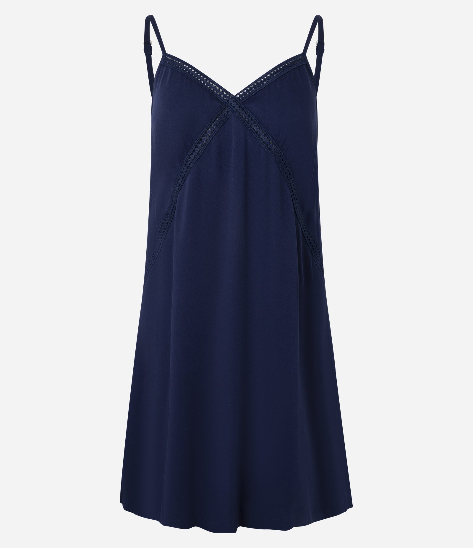 Camisola em Viscose com Alcinha e Entremeio Azul Marinho 4