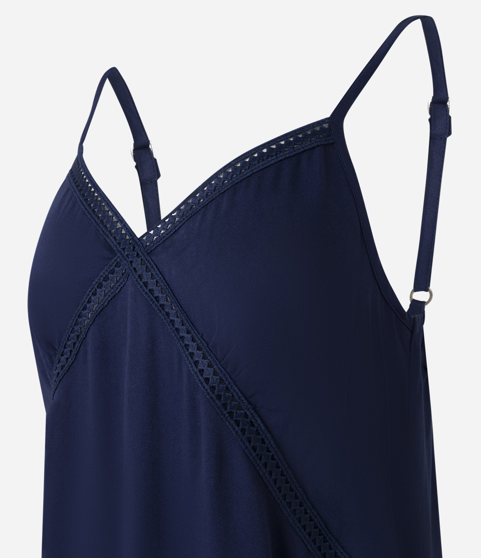 Camisola em Viscose com Alcinha e Entremeio Azul Marinho 5