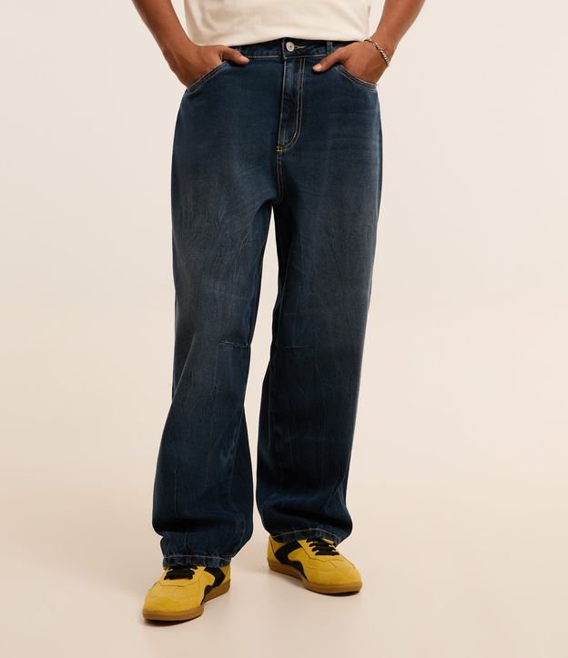 Calça Ballon em Jeans com Bolsos